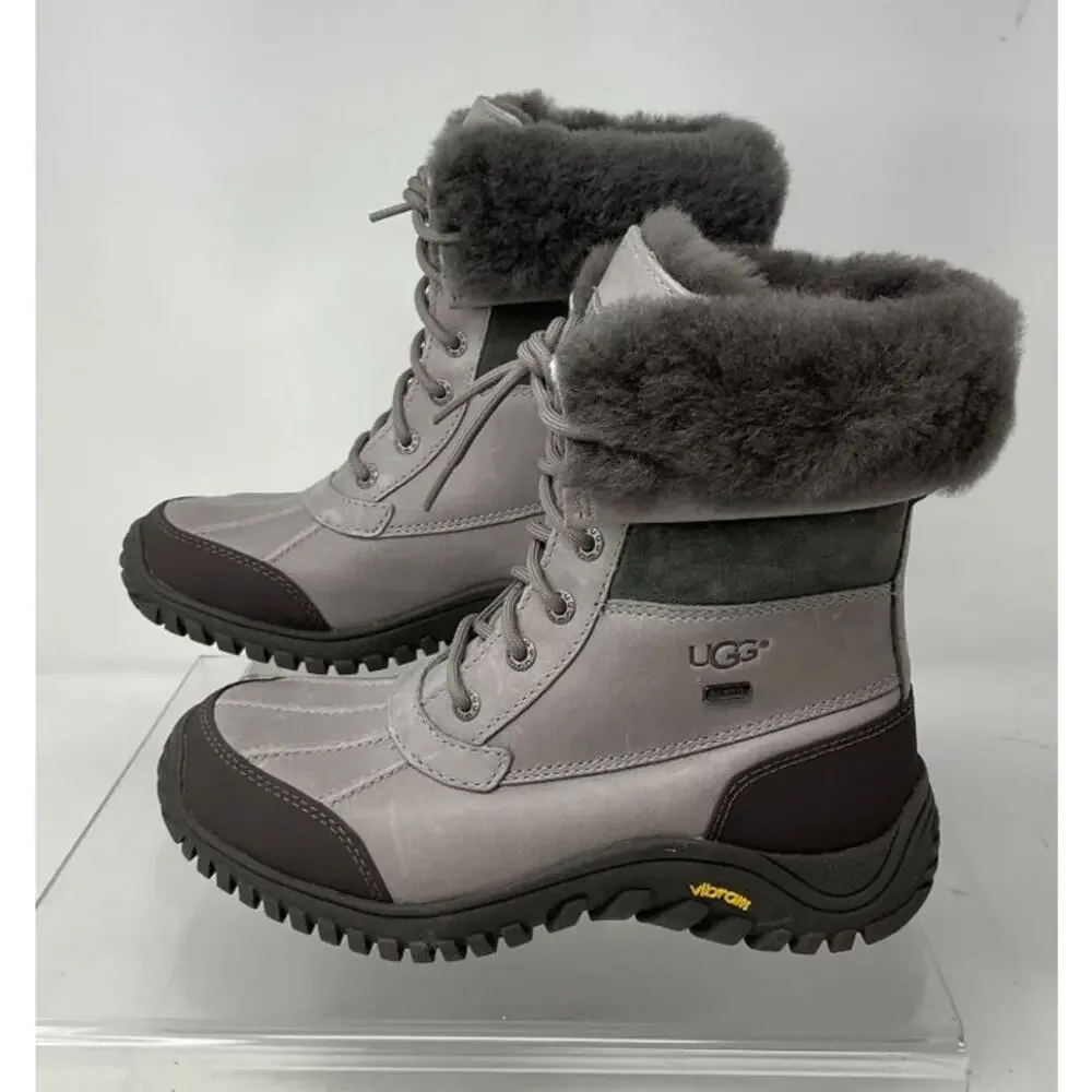 UGG ADIRONDACK II Gray Leather Waterproof Winter Snow Boots Women’s Size 7.5